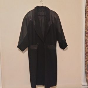 Vintage wool and leather trench coat